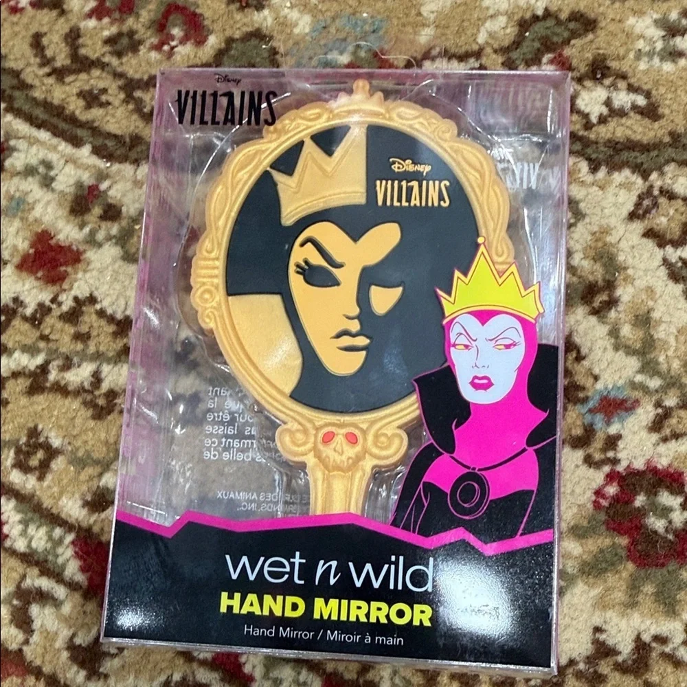 Disney Frozen Blue Wet Brush and Villains Gold Mirror Set
